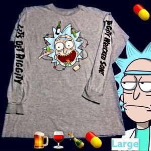 Rick and Mitty Long Sleeve Tee. Grey L